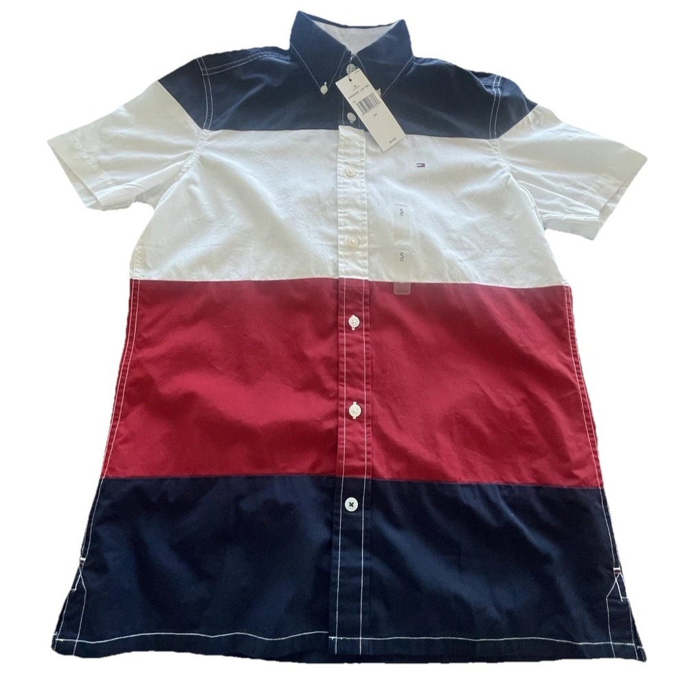 Tommy Hilfiger Button Down Shirt‎ Men's Small S Striped Red Blue White NWT